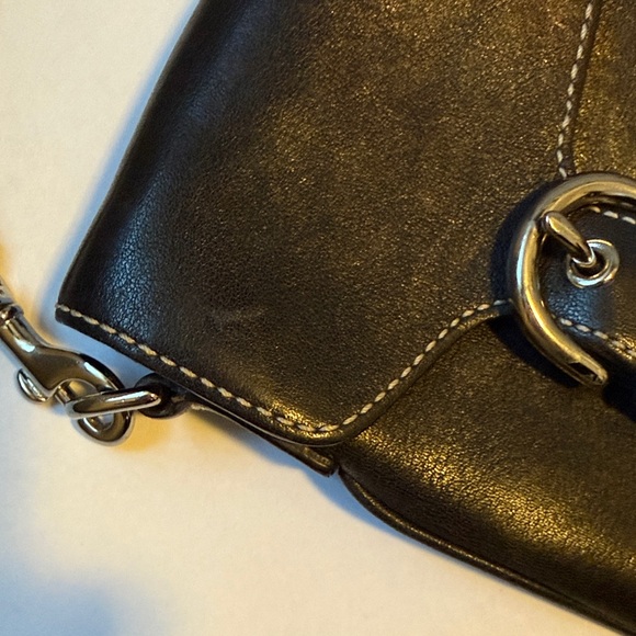 Coach Black Leather Wristlet Mini Pouch - Picture 6 of 8